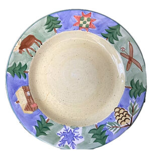 Large Christmas Moose Platter Sierra Bella Ceramics Plate Yellow Speckled 14”